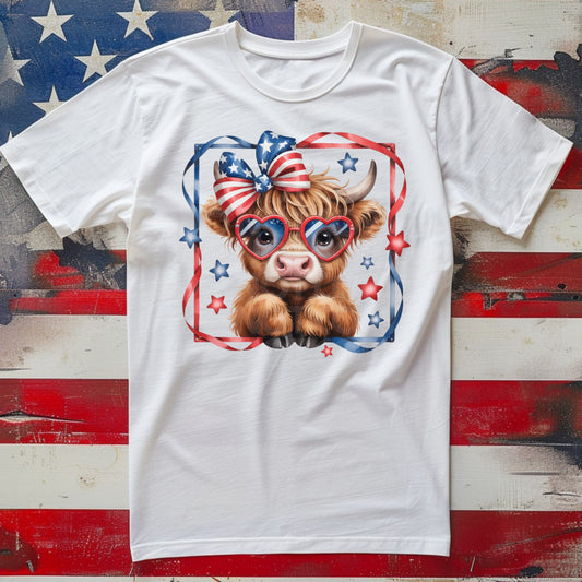 Patriotic Mini Heifer #5280 - Ready to Press DTF Transfer Full Color
