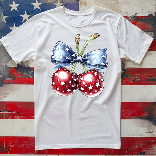 Patriotic Cherries #5281 - Ready to Press DTF Transfer Full Color