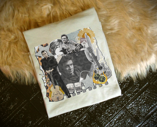 Vintage Johnny Cash Collage #5284 - Ready to Press DTF Transfer Full Color