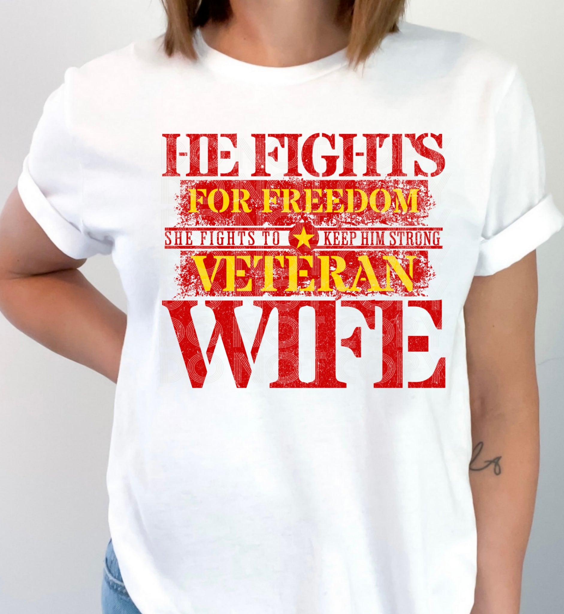 He Fights Marine Veteran #5353 - Ready to Press DTF Transfer Full Color - Pro Blanks