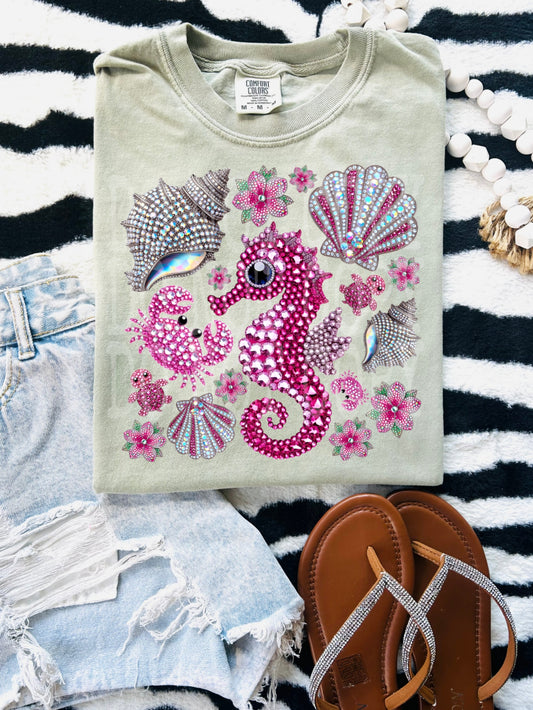 Under The Sea Rhinestone #5371 - Ready to Press DTF Transfer Full Color