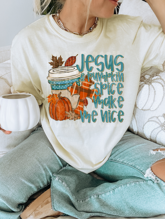 Jesus And Pumpkin Spice #5395 - Ready to Press DTF Transfer Full Color