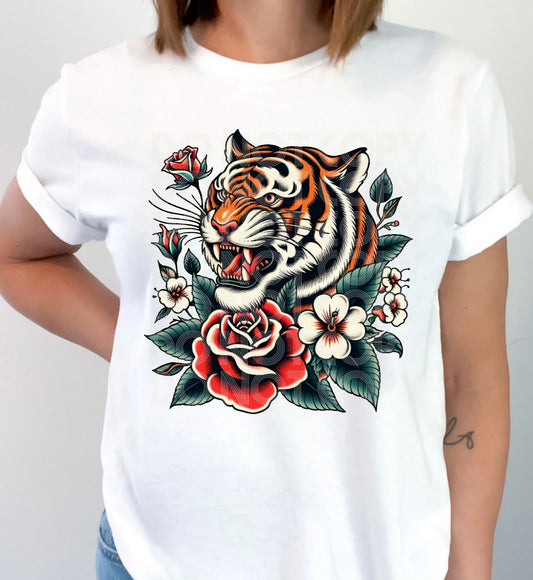 Tiger Floral #5408 - Ready to Press DTF Transfer Full Color