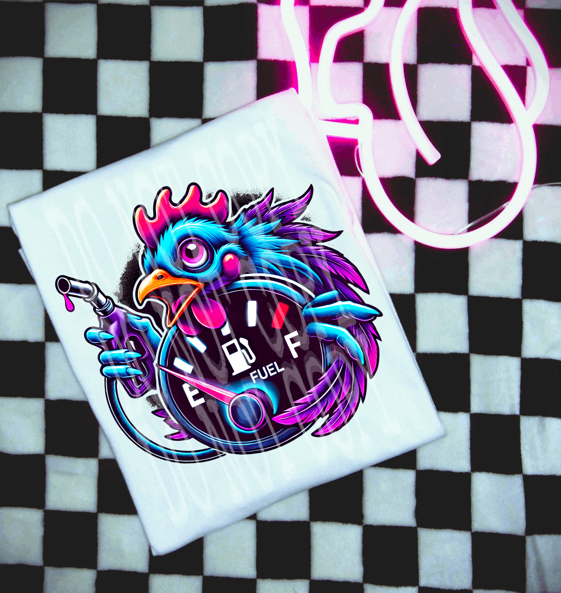 Chicken Gas Gauge #5441 - Ready to Press DTF Transfer Full Color