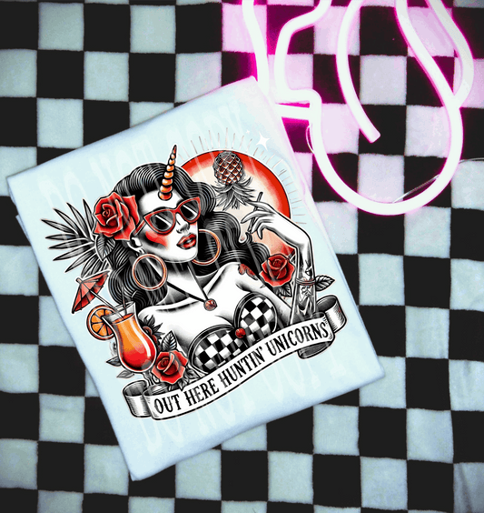 Hunting For Unicorns #5436 - Ready to Press DTF Transfer Full Color