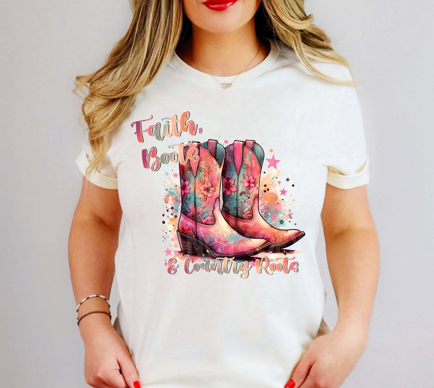 Faith Boots & Country Roots #5446 - Ready to Press DTF Transfer Full Color