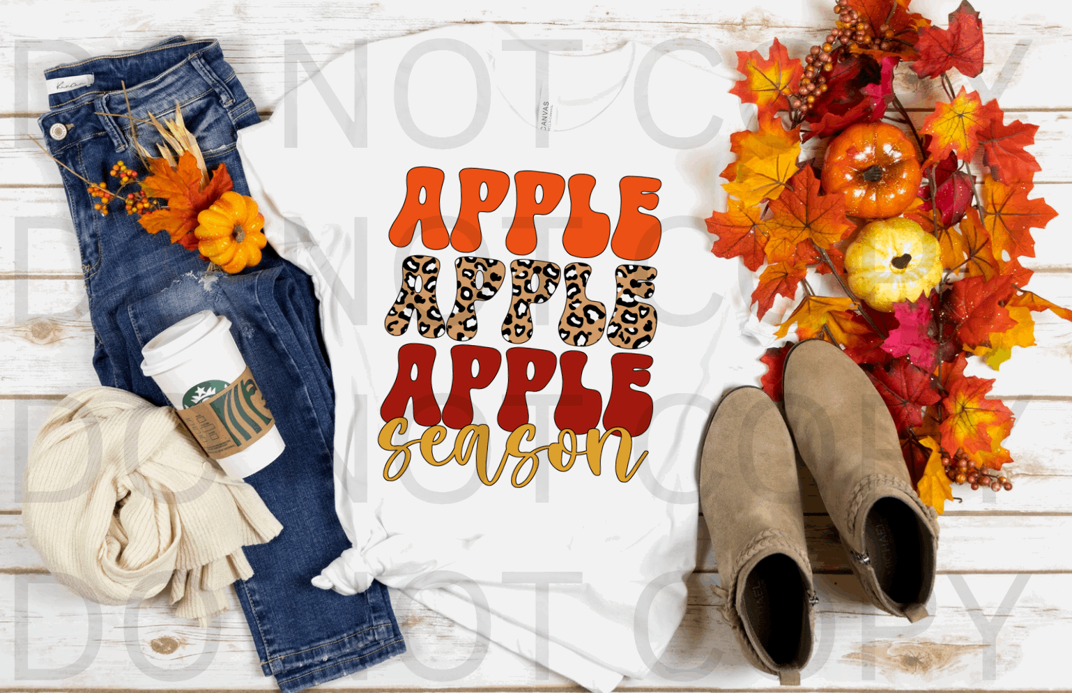 Groovy Apple Season #5470 - Ready to Press DTF Transfer Full Color