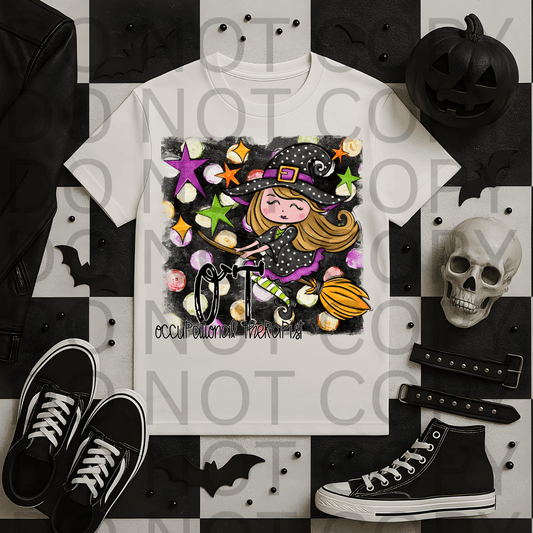 Occupational Therapist Witch (B) #5494 - Ready to Press DTF Transfer Full Color