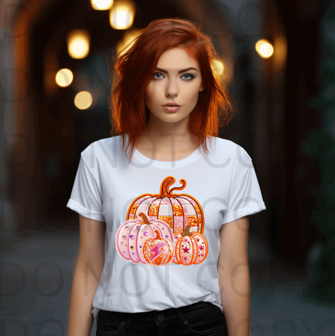 Retro Pumpkins Faux Embroidery #5519 - Ready to Press DTF Transfer Full Color