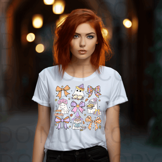 Retro Groovy Ghost Books #5515 - Ready to Press DTF Transfer Full Color