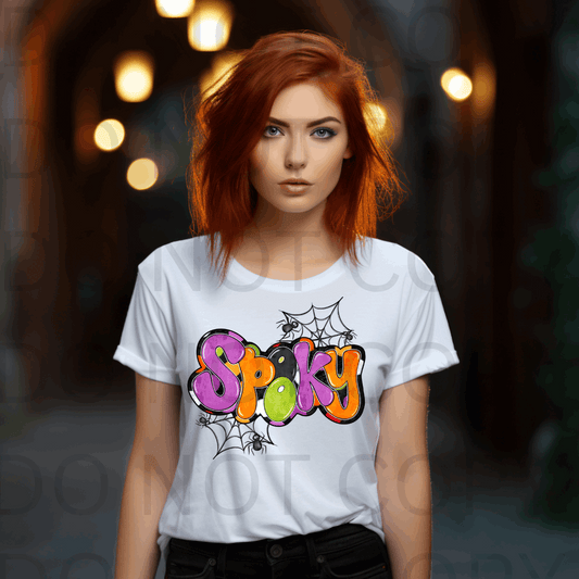 Spooky Retro Doodle #5523- Ready to Press DTF Transfer Full Color