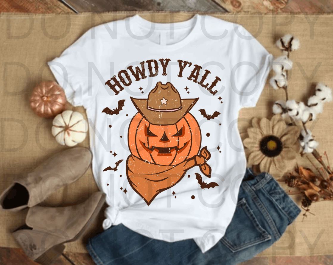 Pumpkin - Howdy Y'all #5528- Ready to Press DTF Transfer Full Color