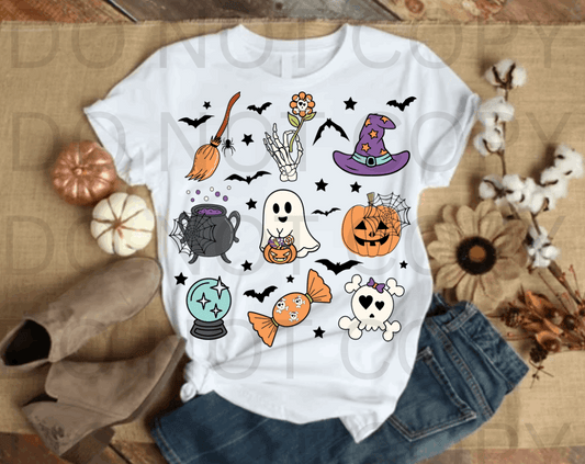 Halloween Sticker Collage #5533- Ready to Press DTF Transfer Full Color