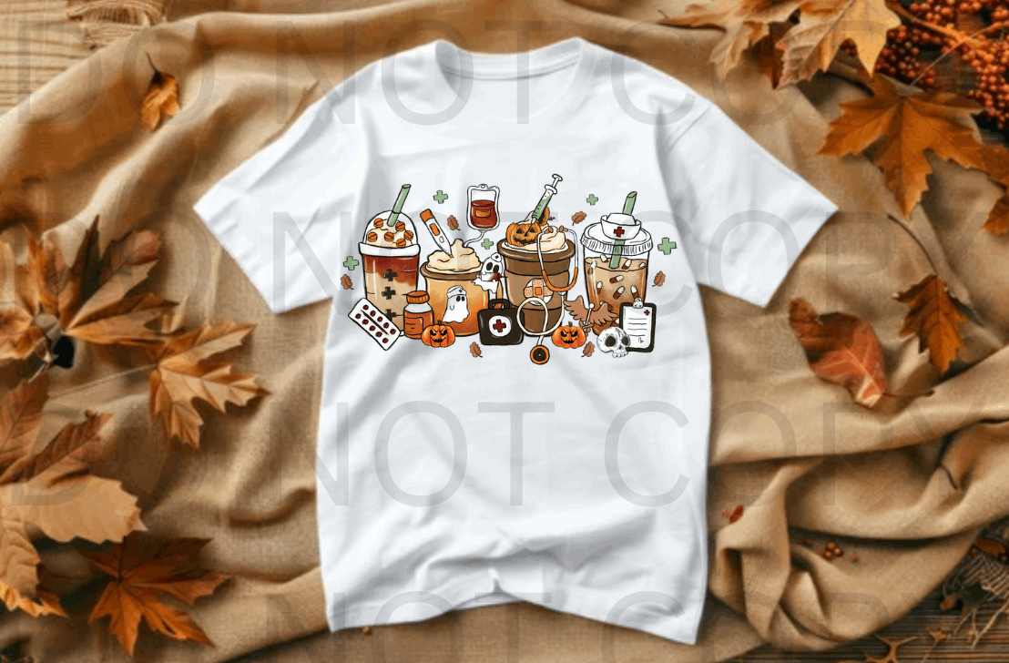 Nurse Coffee Cups #5551 - Ready to Press DTF Transfer Full Color