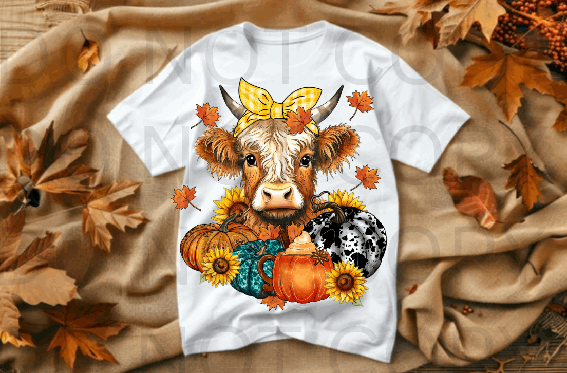Southern Highland Cow #5556 - Ready to Press DTF Transfer Full Color