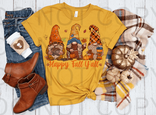 Gnomes, Happy Fall Y'all #5565 - Ready to Press DTF Transfer Full Color