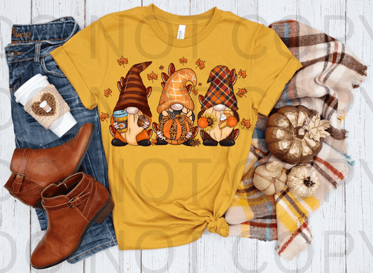 3 Autumn Gnomes #5563 - Ready to Press DTF Transfer Full Color