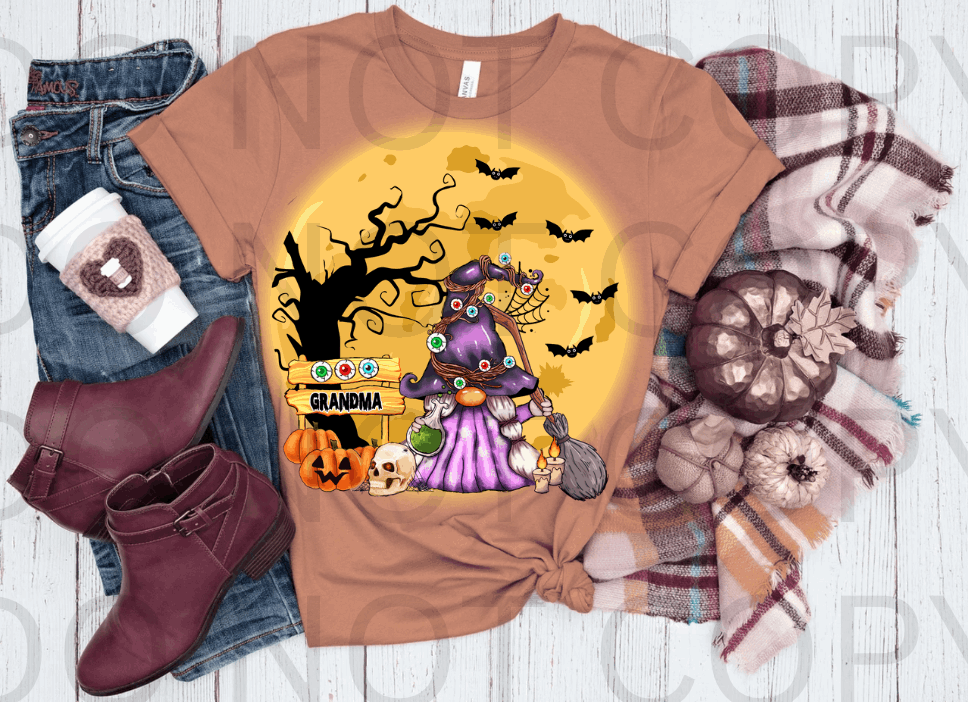 Spooky Grandma Gnome #5559 - Ready to Press DTF Transfer Full Color