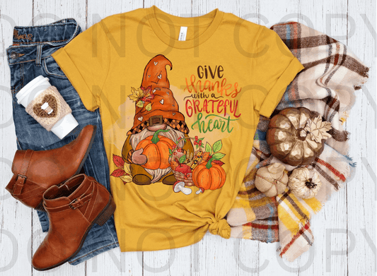 Give Thanks Gnome #5556 - Ready to Press DTF Transfer Full Color