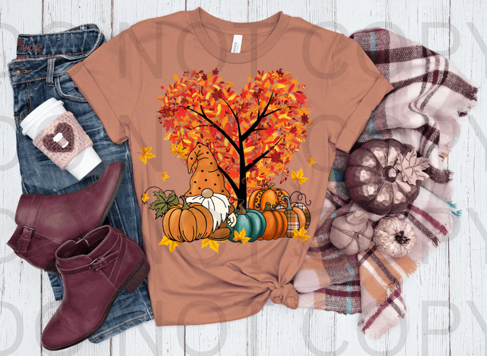 Gnome Fall Tree #5555 - Ready to Press DTF Transfer Full Color