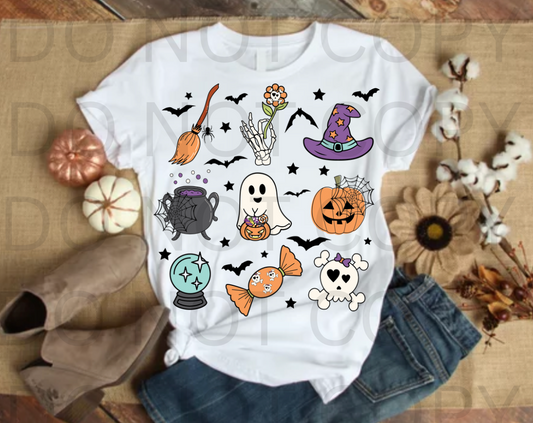 Halloween Sticker Collage #5533- Ready to Press DTF Transfer Full Color