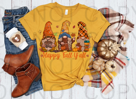 Gnomes, Happy Fall Y'all #5565 - Ready to Press DTF Transfer Full Color