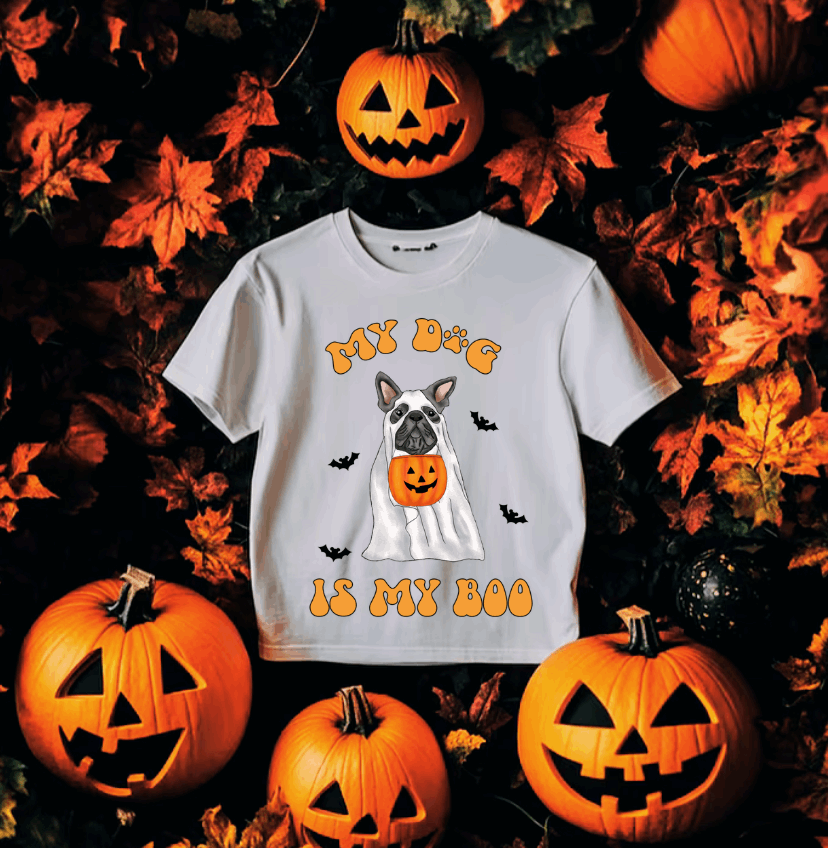 My Dog Is My Boo - Grey Pitbull #5579 - Ready to Press DTF Transfer Full Color