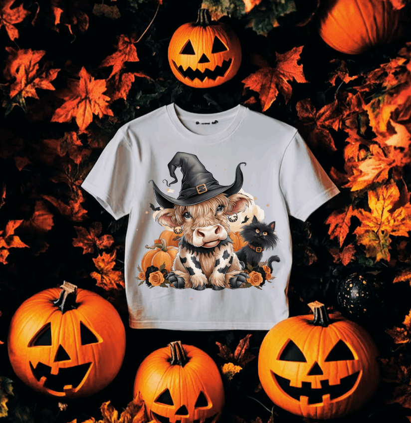 Halloween Highland Cow #5578 - Ready to Press DTF Transfer Full Color