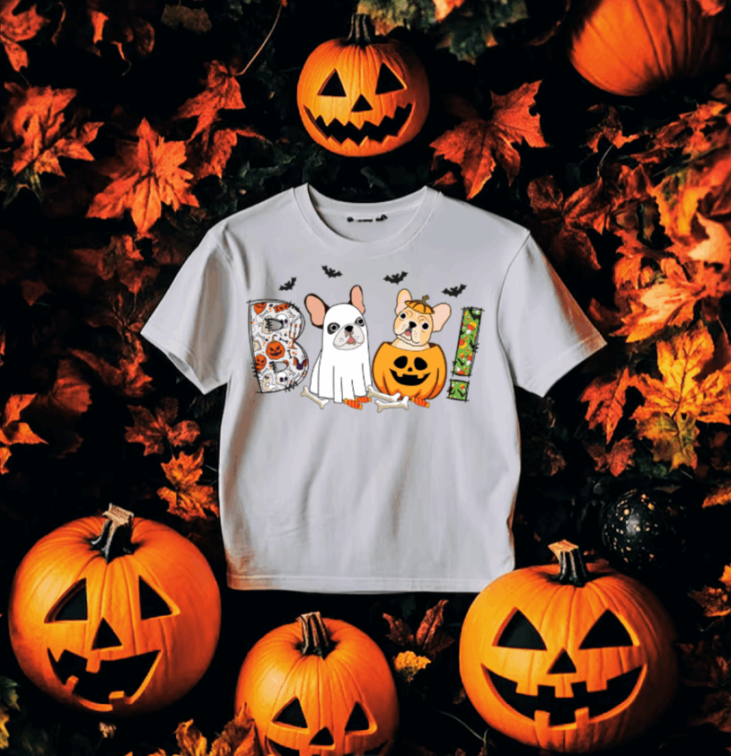 Boo French Bulldog #5570 - Ready to Press DTF Transfer Full Color