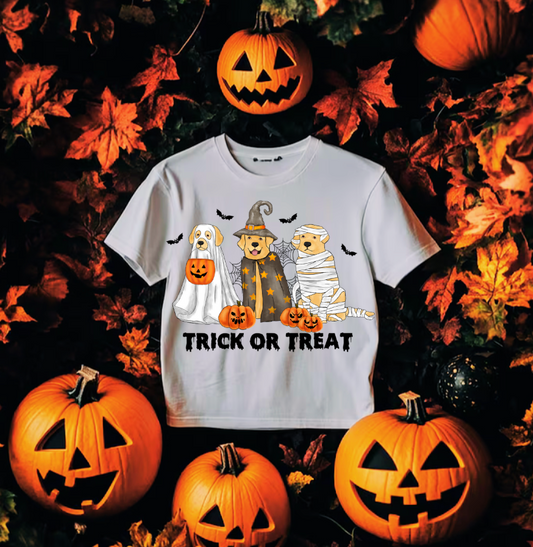 Trick Or Treat Golden Retrievers #5580 - Ready to Press DTF Transfer Full Color