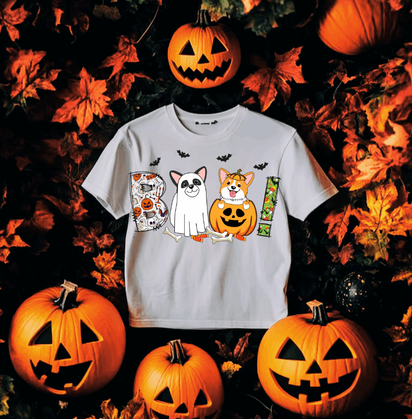 Boo Corgi #5598 - Ready to Press DTF Transfer Full Color