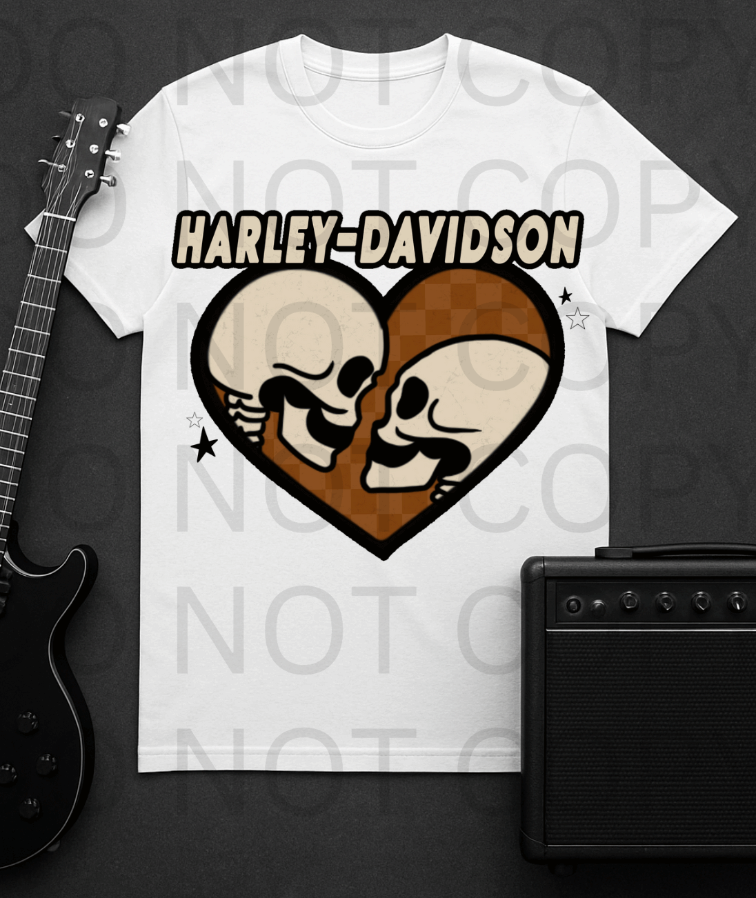 Harley - Davidson Skulls Heart #5624 - Ready to Press DTF Transfer Full Color