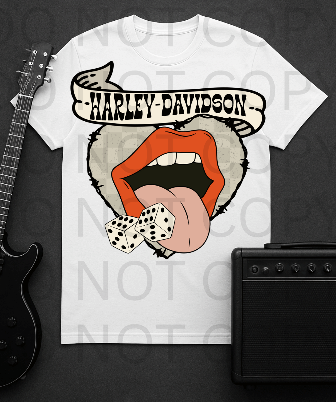 Harley - Davidson Tongue & Dice #5625 - Ready to Press DTF Transfer Full Color