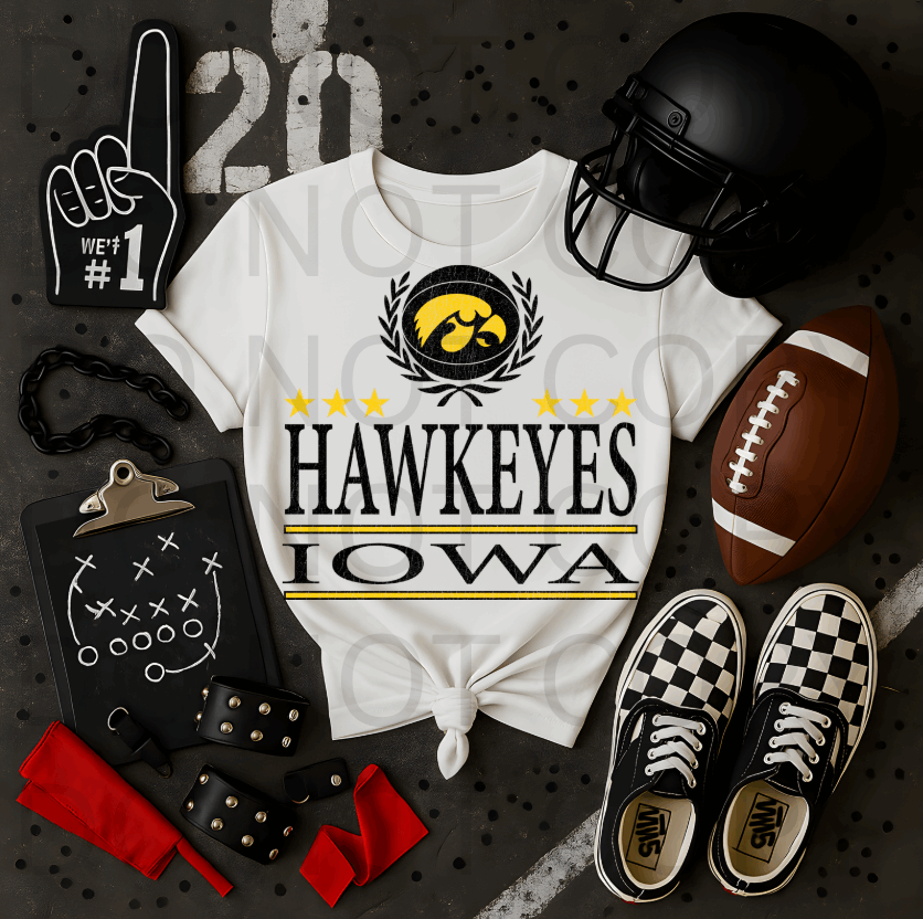 Distressed University Of Iowa Logo #5692 - Ready to Press DTF Transfer Full Color