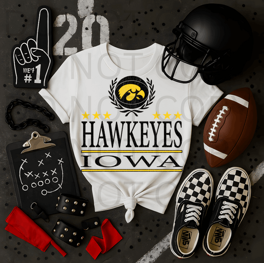 Distressed University Of Iowa Logo #5692 - Ready to Press DTF Transfer Full Color