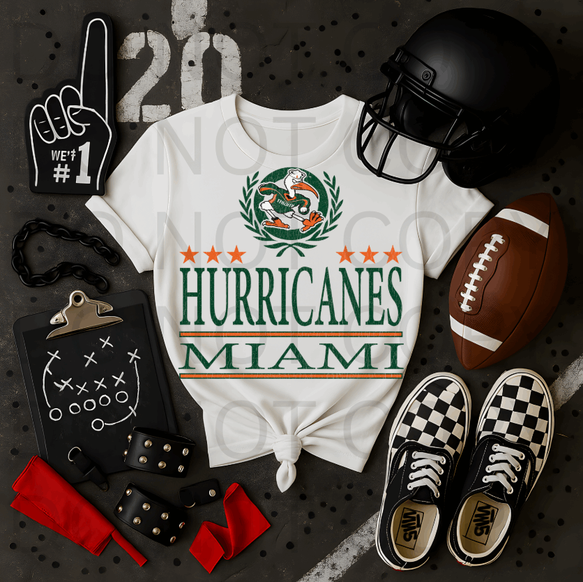 Distressed University Of Miami Logo #5694 - Ready to Press DTF Transfer Full Color