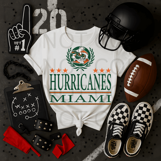 Distressed University Of Miami Logo #5694 - Ready to Press DTF Transfer Full Color