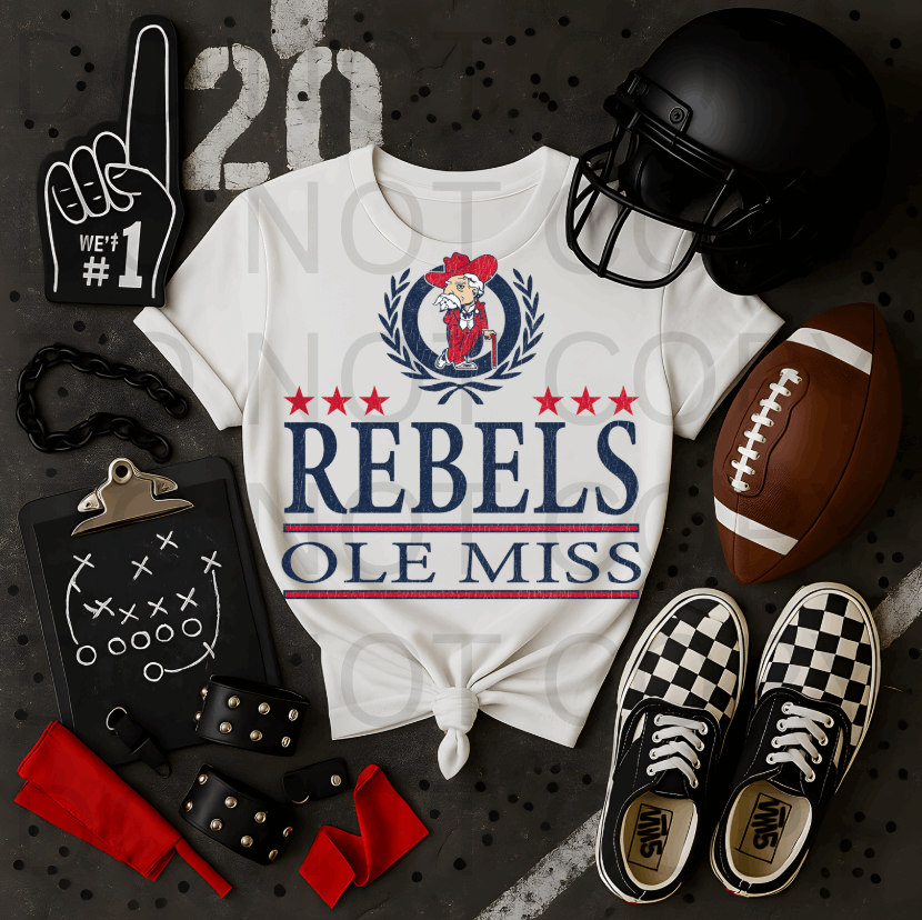 Distressed University Of Mississippi #5698 - Ready to Press DTF Transfer Full Color