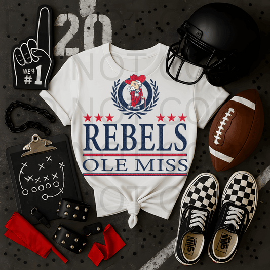 Distressed University Of Mississippi #5698 - Ready to Press DTF Transfer Full Color