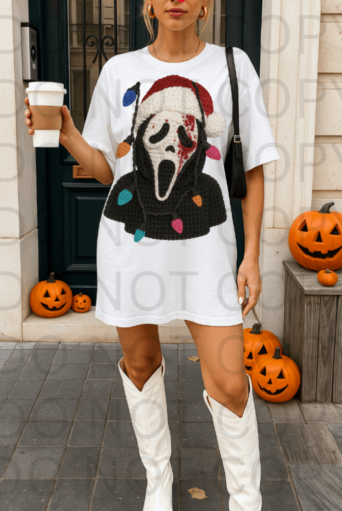 Faux Yarn Bloody Ghost Face #5703 - Ready to Press DTF Transfer Full Color