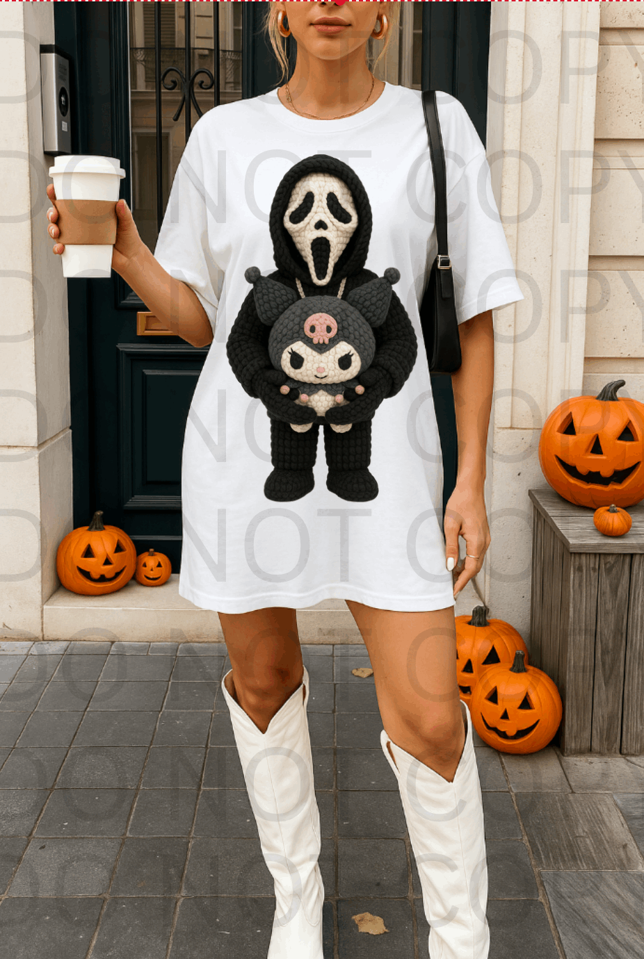 Fuax Yarn Ghost face and Kuromi $5708 - Ready to Press DTF Transfer Full Color