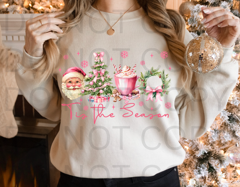 Pink Santa, Tis The Season #5743 - Ready to Press DTF Transfer Full Color