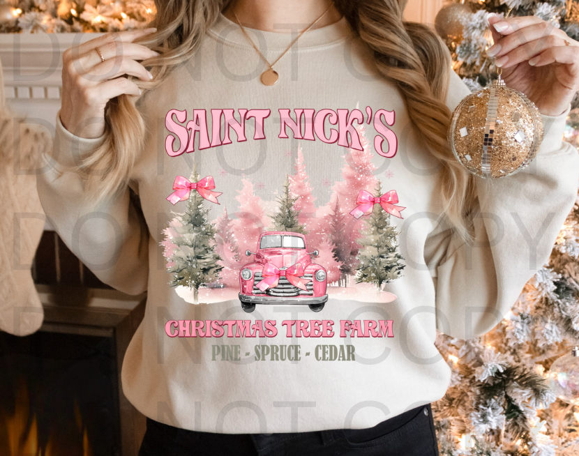Saint Nicks Christmas Tree Farm #5742 - Ready to Press DTF Transfer Full Color