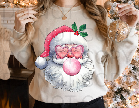 Shimmery Santa & Bubble Gum #5734 - Ready to Press DTF Transfer Full Color