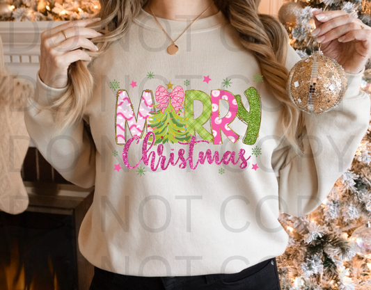 Sparkly Merry Christmas #5741 - Ready to Press DTF Transfer Full Color