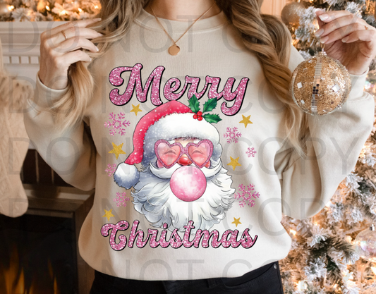 Sparkly Merry Christmas Santa #5738 - Ready to Press DTF Transfer Full Color