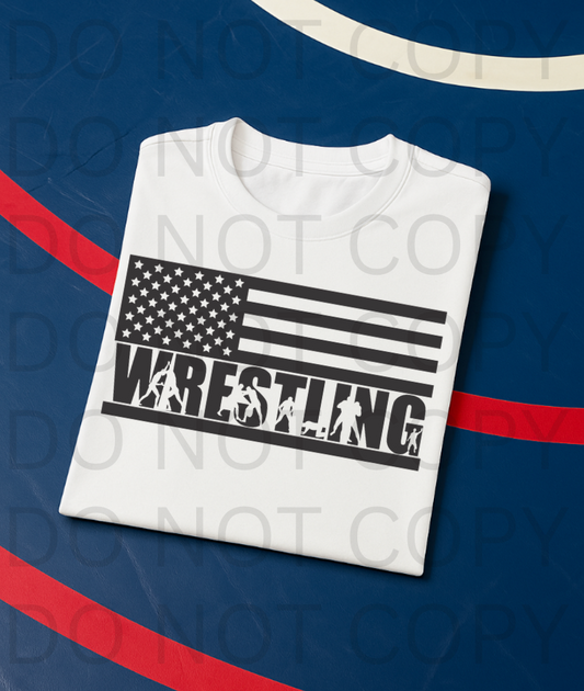 Horizontal USA Wrestling Flag #5757 - Ready to Press DTF Transfer Full Color