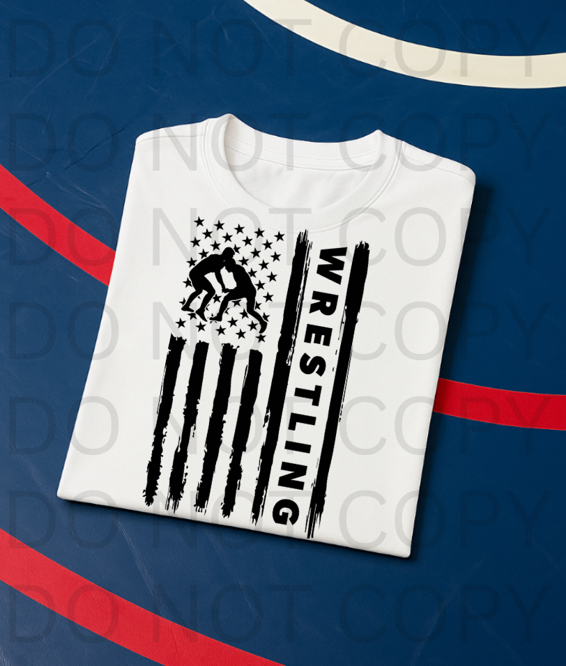 Wrestling Vertical Flag #5754 - Ready to Press DTF Transfer Full Color