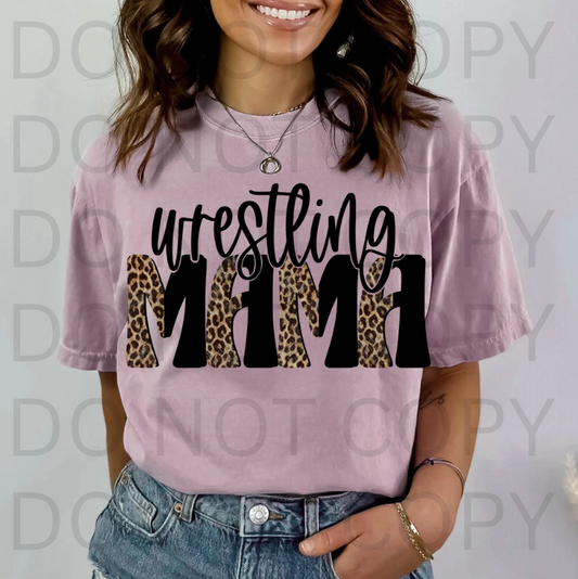 Wrestling Mama Leopard Split #5772 - Ready to Press DTF Transfer Full Color