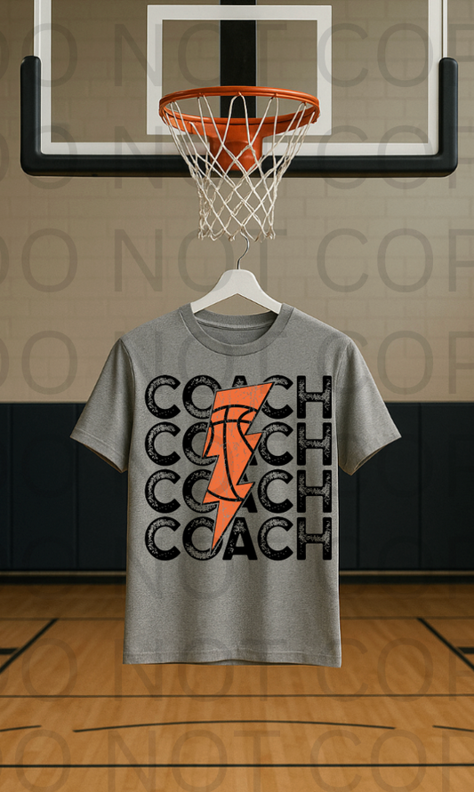 Basketball Coach Stacked Distressed #5800 - Ready to Press DTF Transfer Full Color